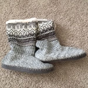 Warm grey fuzzy boot slippers